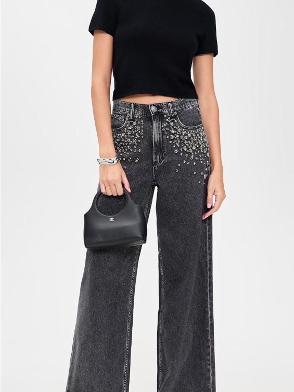 NWT Rag & Bone Jewelled Sophie High Rise Wide Leg